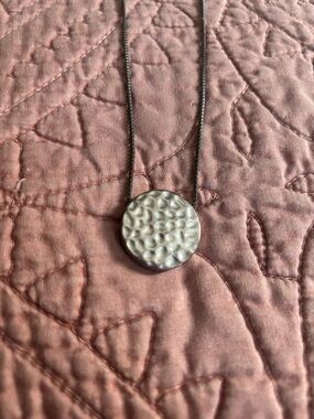 Hammered Disc Pendant Necklace- Moon Medallion